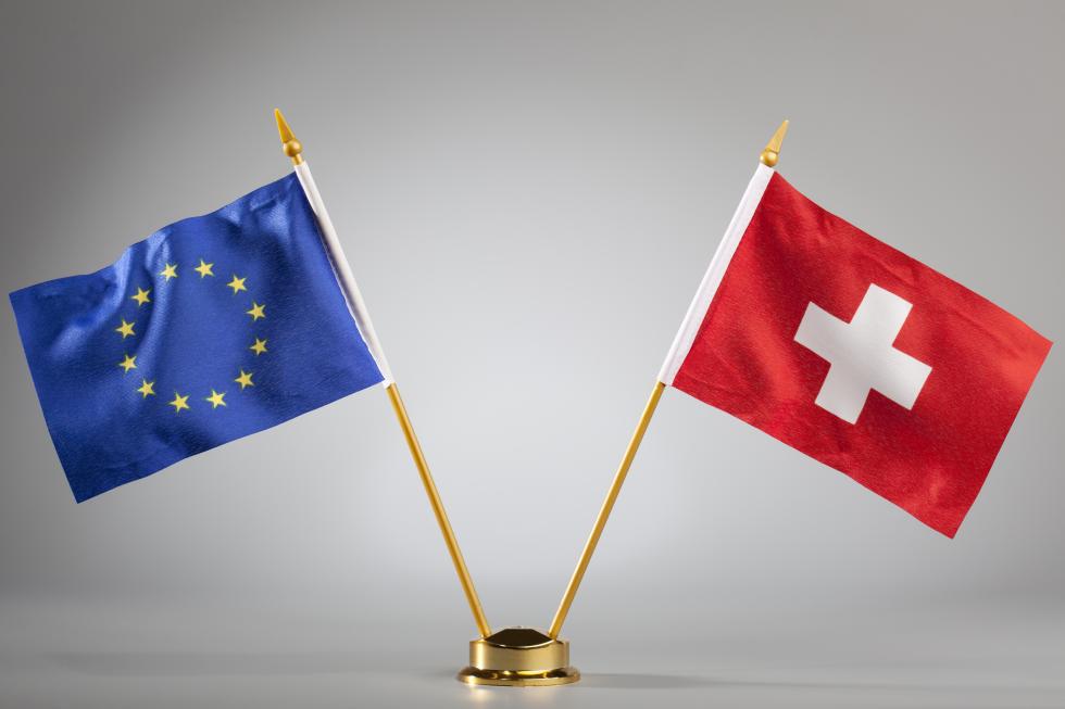 Flaggen Schweiz und EU